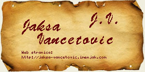 Jakša Vančetović vizit kartica